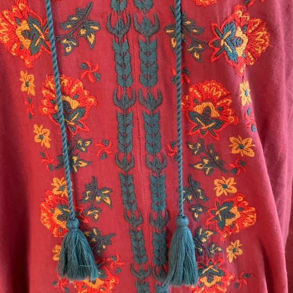 NATURAL LIFE Red and Orange Embroidered  Swimsuit Coverup - never worn - Picture 2 of 7